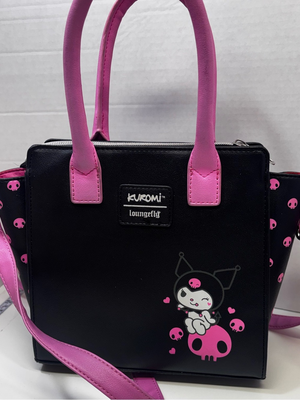 Loungefly Sanrio Kuromi Black & Pink Skull Mini Tote Bag